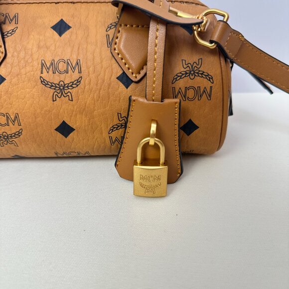MCM Brown Classic Printed Mini Boston Bag - Picture 10 of 14